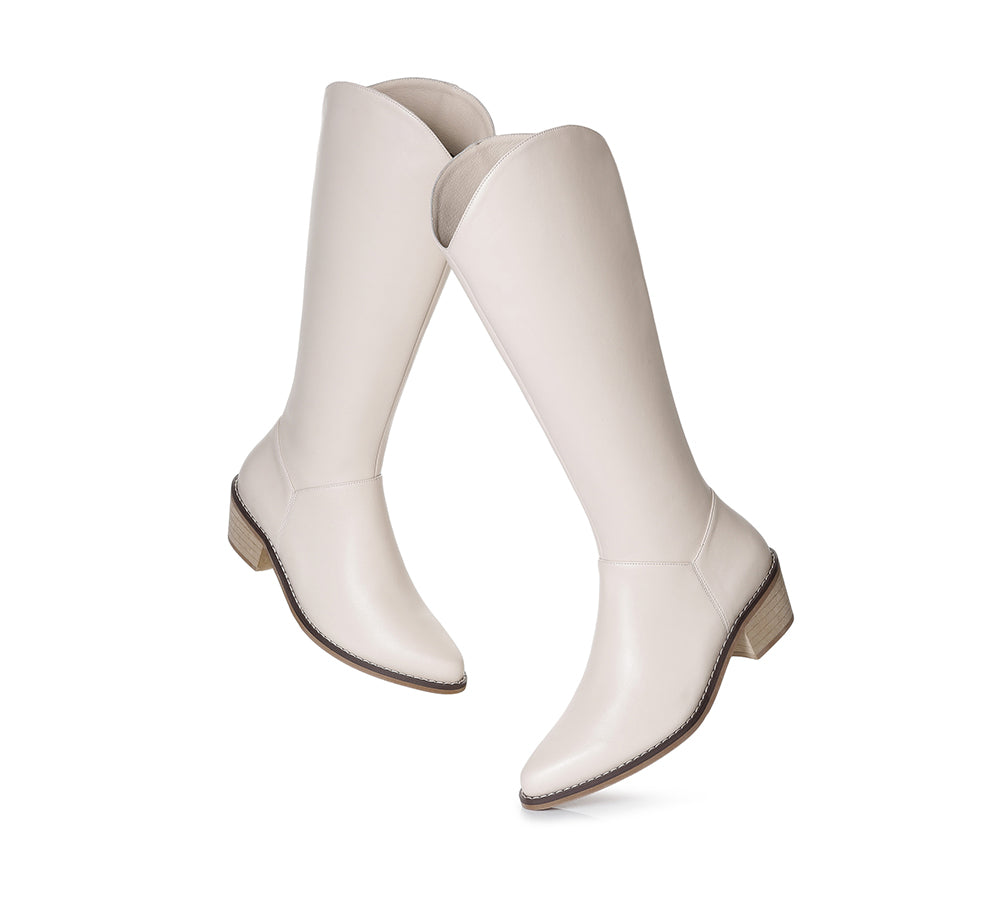 TARRAMARRA® Women Leather Boots Catalina Knee-High - Fashion Boots - Cream - 35 - Uggoutlet