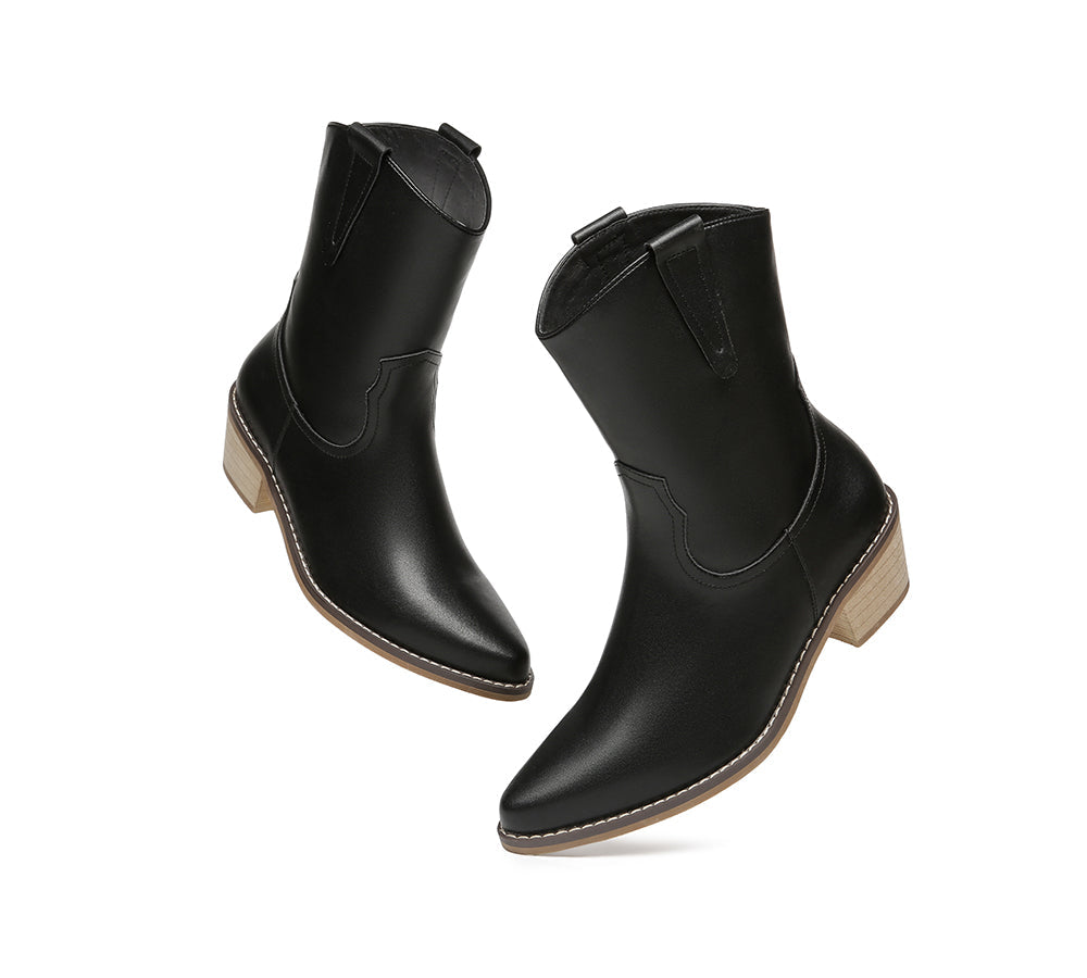 Leather Boots - Women Leather Boots Claudia Mid Calf Pointed Toe