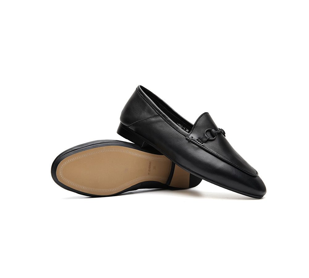 EVERAU® Leather Loafer Women Layla - Flats - Black - AU Ladies 4 / AU Men 2 / EU 35 - Uggoutlet