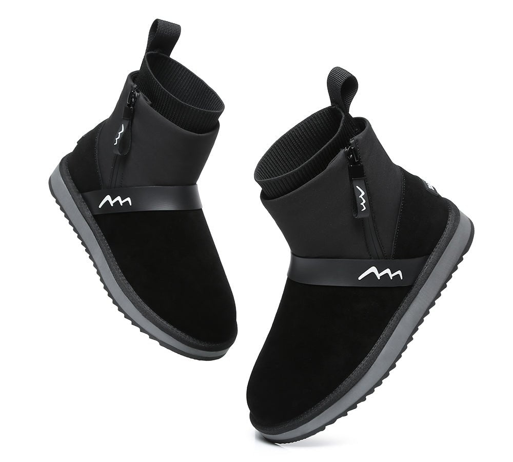 Mini Sheepskin Zipper Boots Women Taya - Boots - Black - AU Ladies 4 / AU Men 2 / EU 35 - Uggoutlet