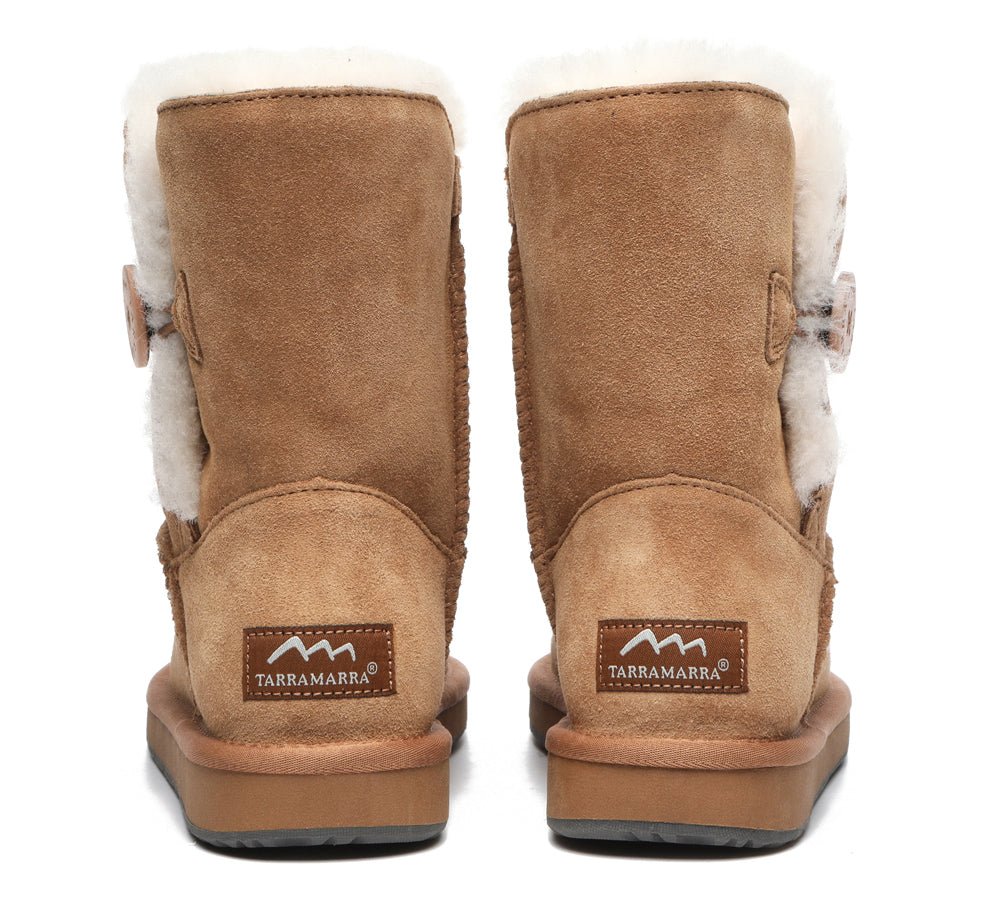 Premium Australian Sheepskin Boots Unisex Short Button Plus - UGG Boots - Goat Grey - AU Ladies 4 / AU Men 2 / EU 35 - Uggoutlet