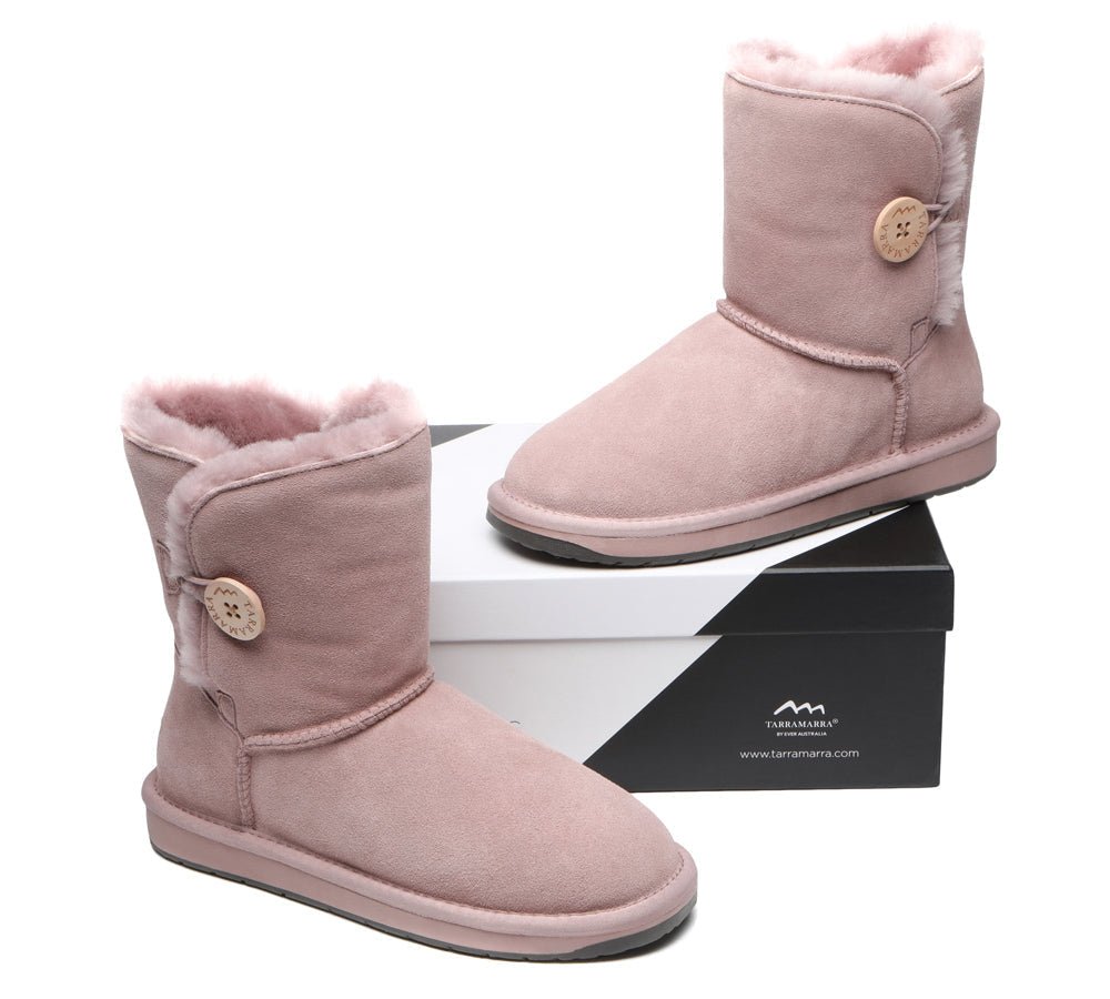 Premium Australian Sheepskin Boots Unisex Short Button Plus - UGG Boots - Goat Grey - AU Ladies 4 / AU Men 2 / EU 35 - Uggoutlet