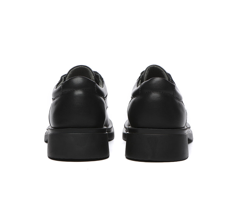 EVERAU® Senior Black Leather Lace Up School Shoes - School Shoes - Black - AU Ladies 4 / AU Men 2 / EU 35 - Uggoutlet