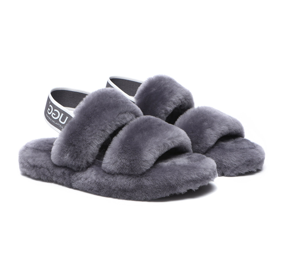 Slides - AS UGG Slingback Fluffy Slides Women Lonnie