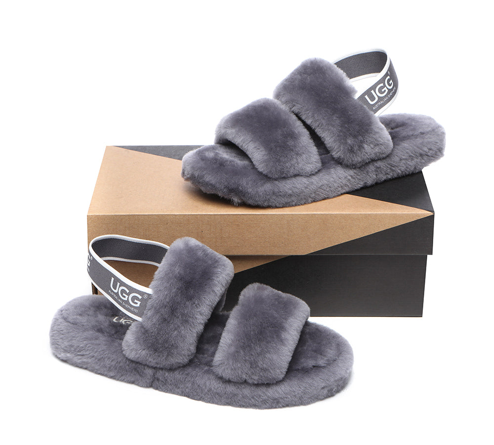 Slides - AS UGG Slingback Fluffy Slides Women Lonnie