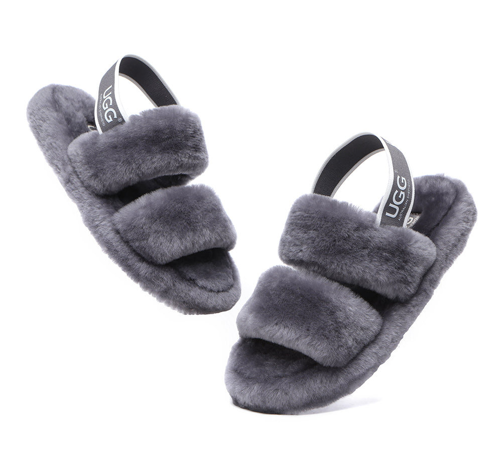 Slides - AS UGG Slingback Fluffy Slides Women Lonnie