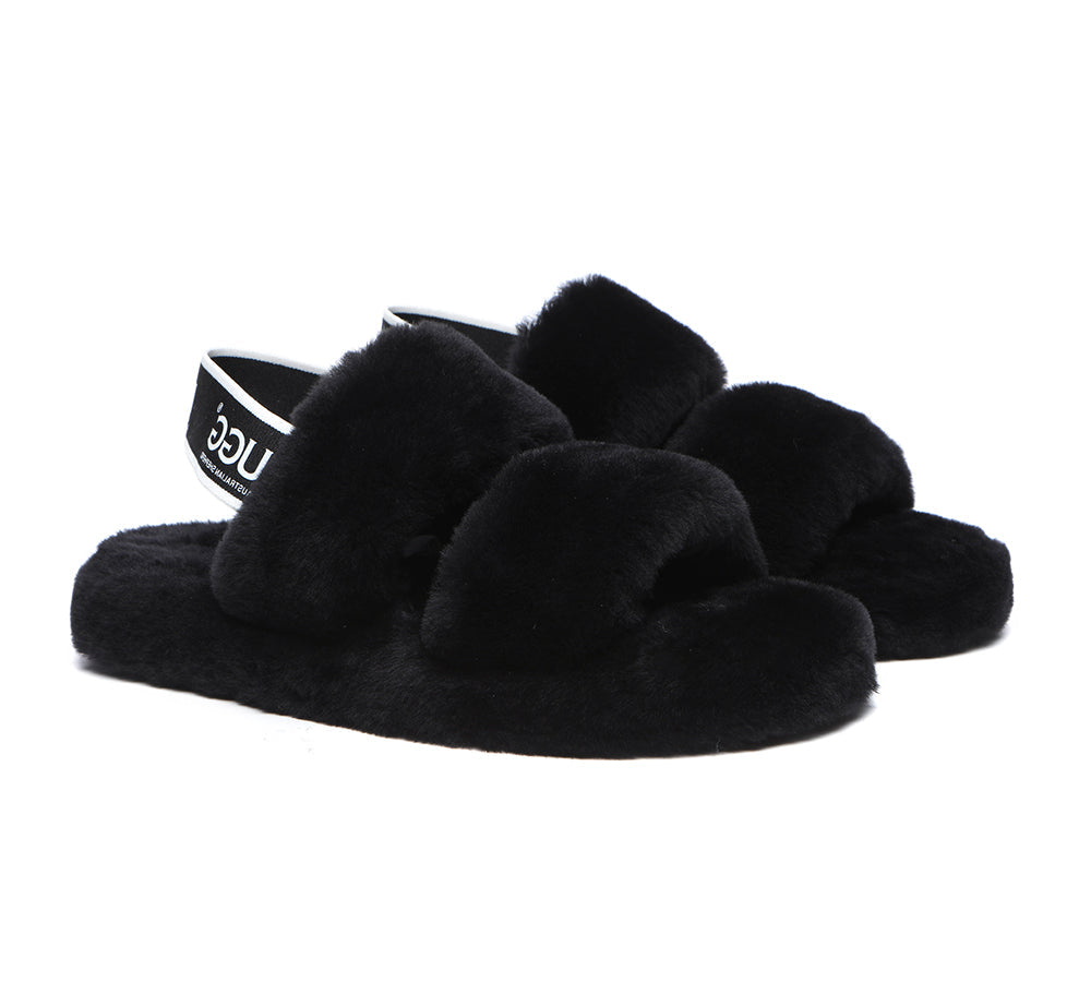 Slides - AS UGG Slingback Fluffy Slides Women Lonnie