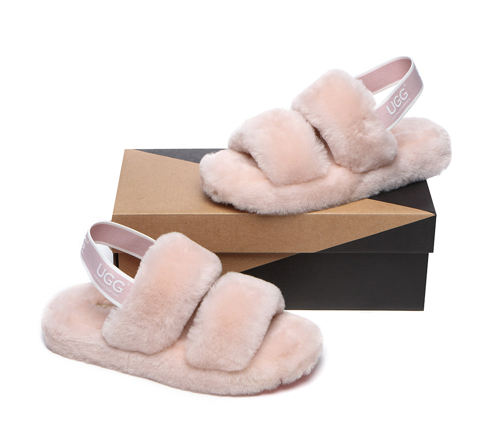 Slides - AS UGG Slingback Fluffy Slides Women Lonnie