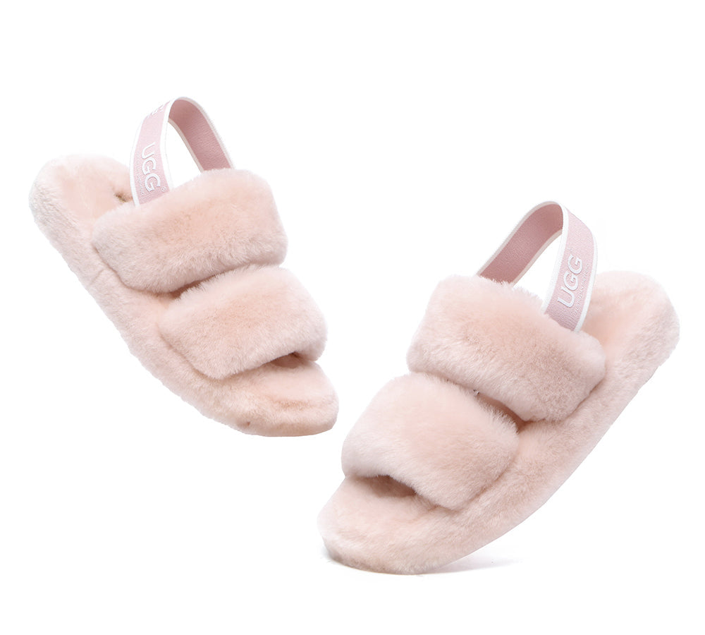 Slides - AS UGG Slingback Fluffy Slides Women Lonnie