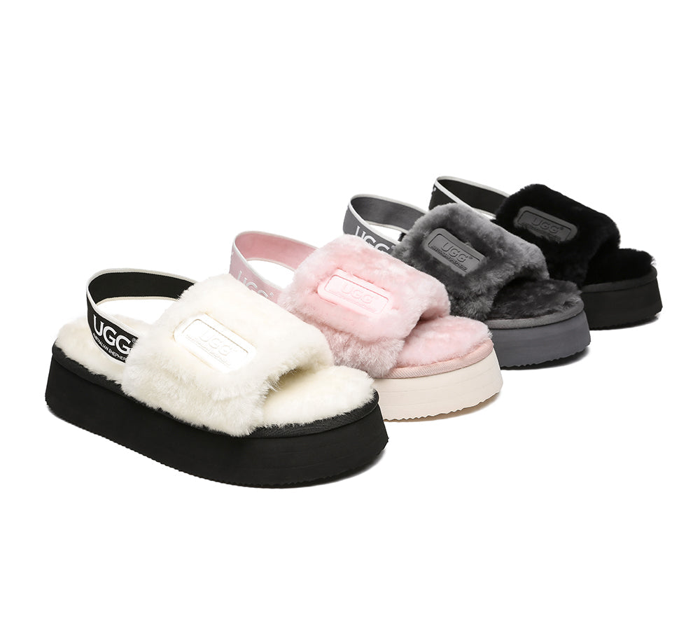 UGG Australian Shepherd® Women Platform Fluffy Slide Poppin - Sandals - Dark Grey - AU Ladies 4 / AU Men 2 / EU 35 - Uggoutlet