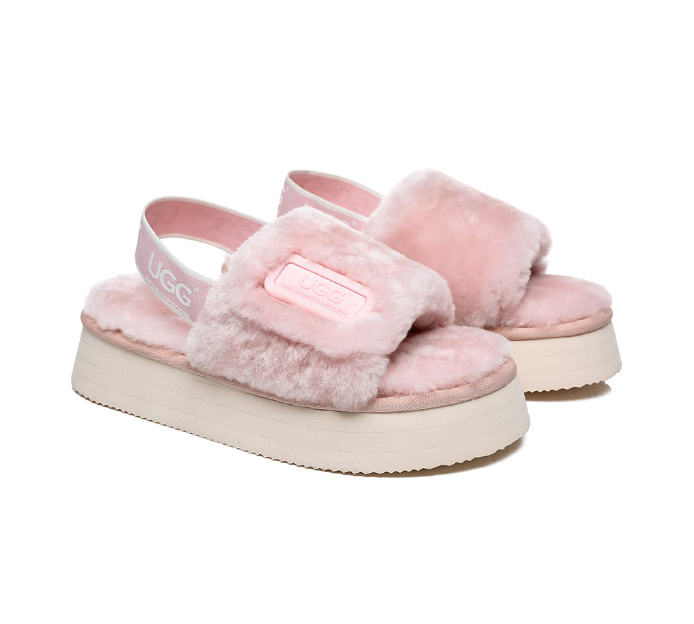 Slides - AS UGG Women High Platform Fluffy Slides Poppin