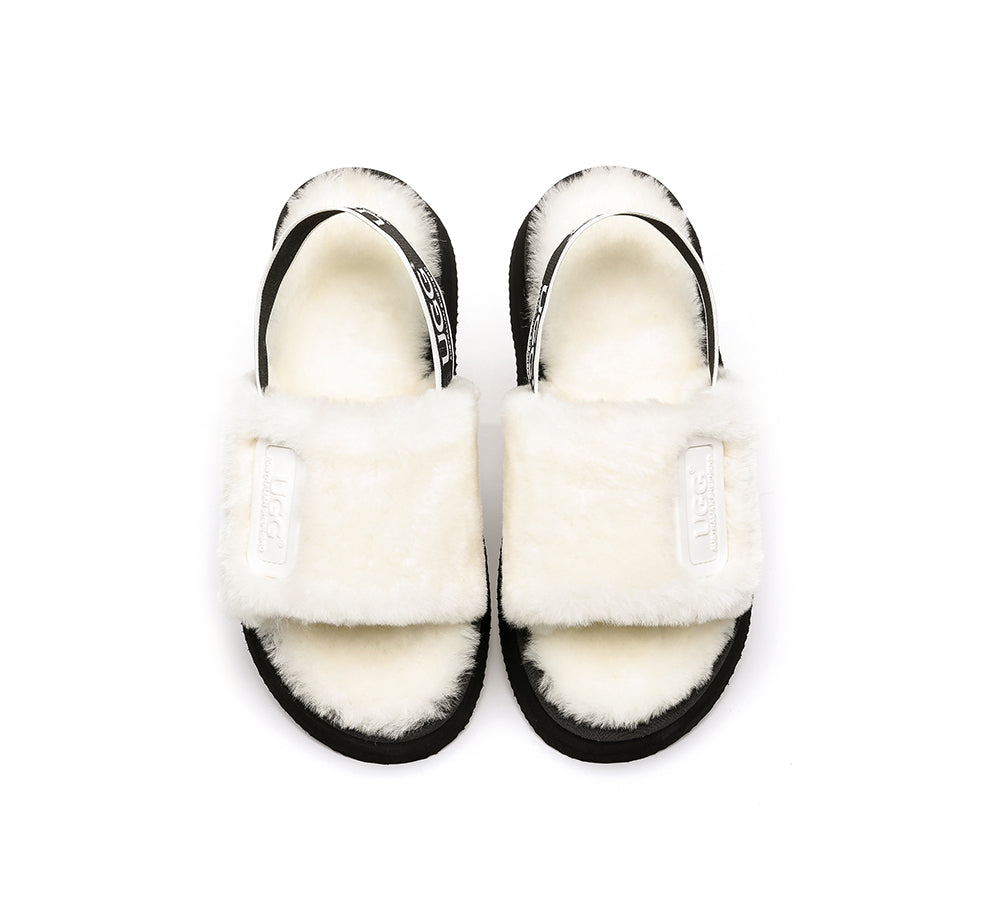 Slides - AS UGG Women High Platform Fluffy Slides Poppin