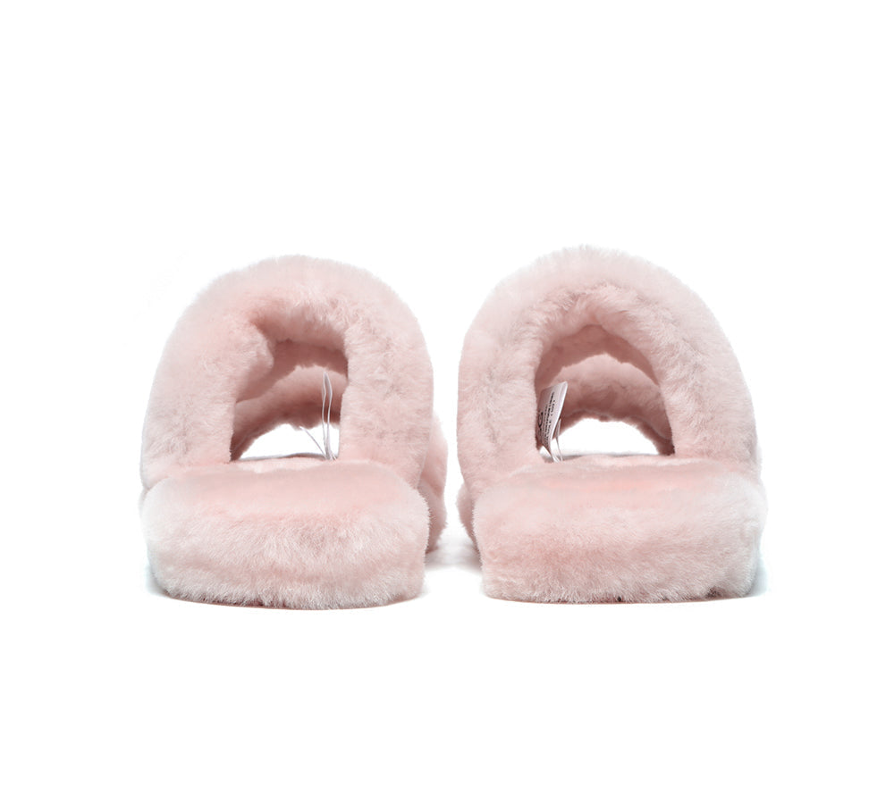 Slides - Double Strap Fluffy Slides Women Jessica