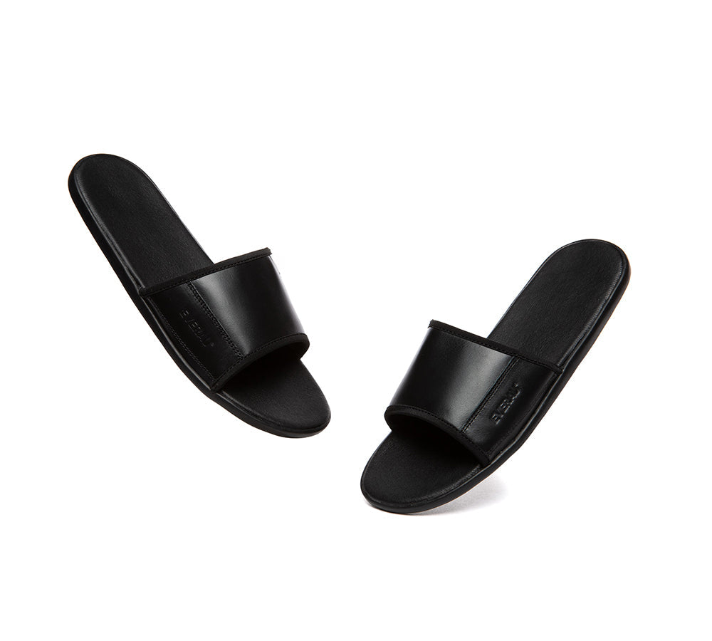 Slides - EVERAU® Men Leather Slip-on Ultra Soft Summer Slides Andy