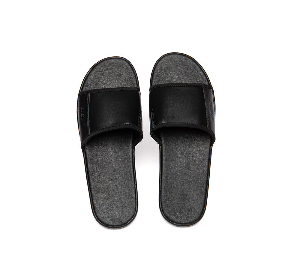 Slides - EVERAU® Men Leather Slip-on Ultra Soft Summer Slides Andy