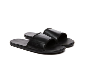 Slides - EVERAU® Men Leather Slip-on Ultra Soft Summer Slides Andy