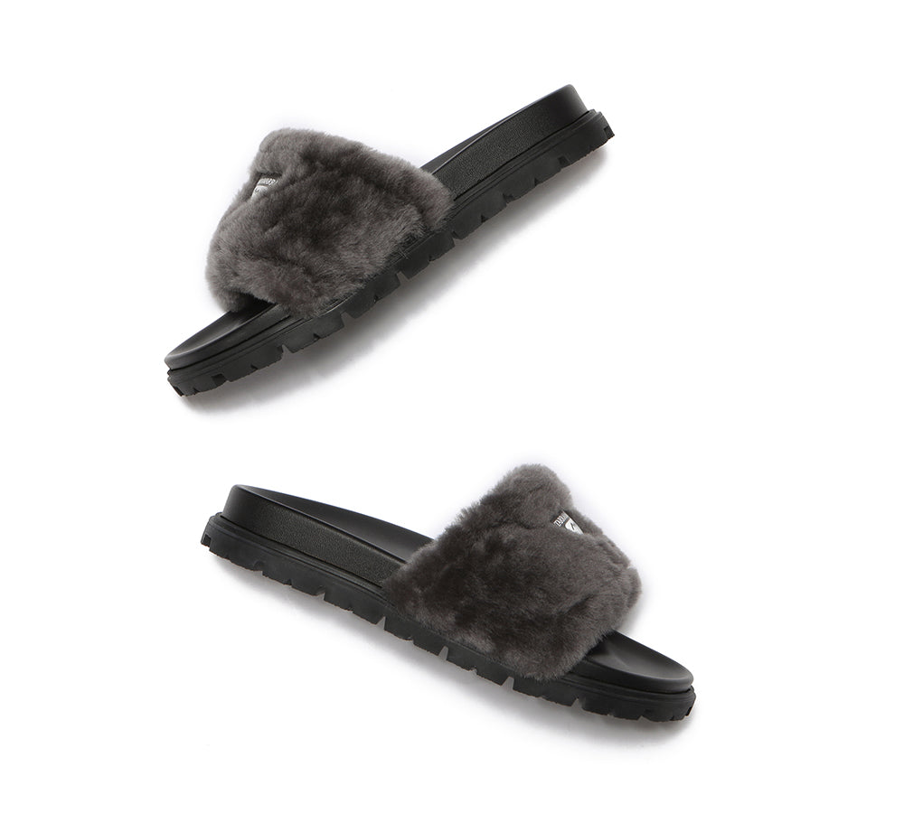 Slides - Fluffy Slides Women Fannie Scuff