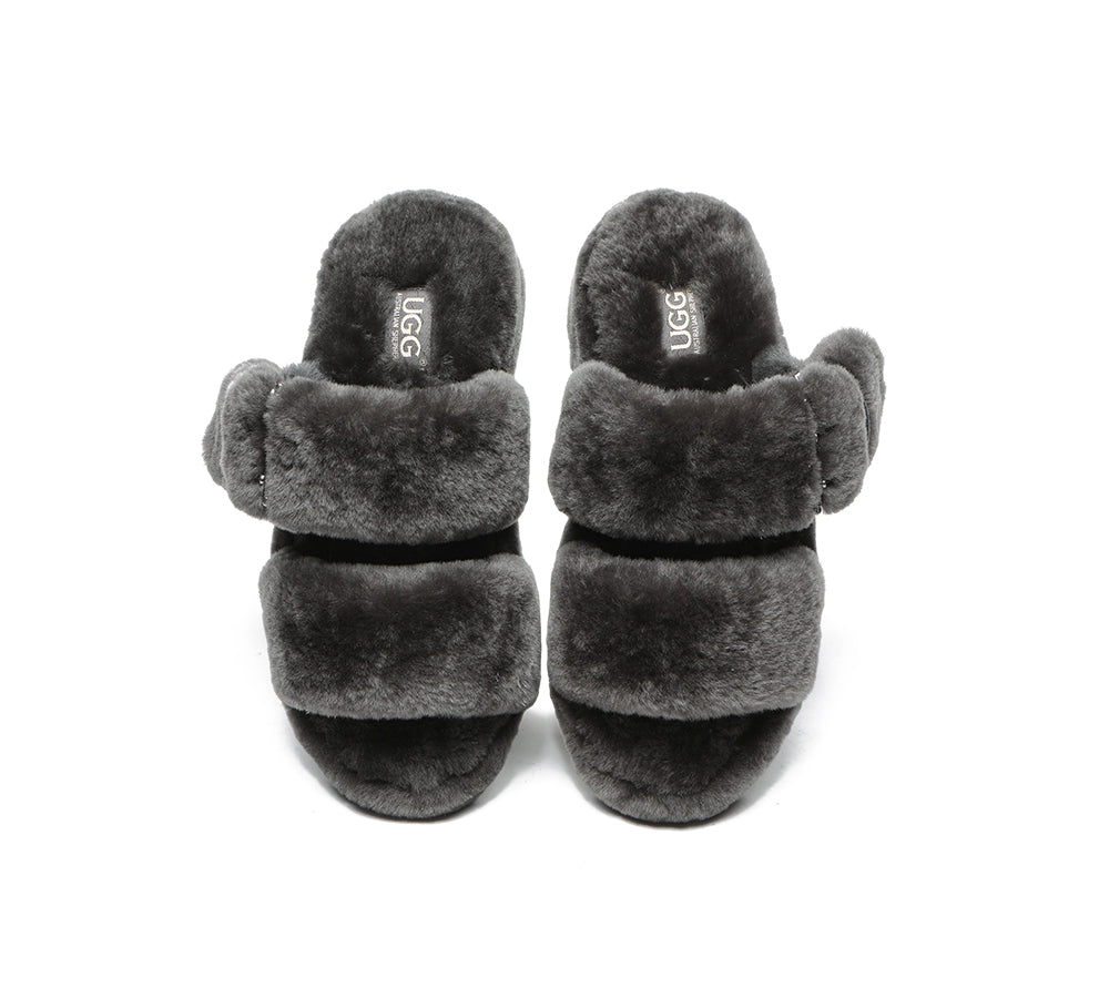 Slides - Fluffy Slides Women Jamia High Platform