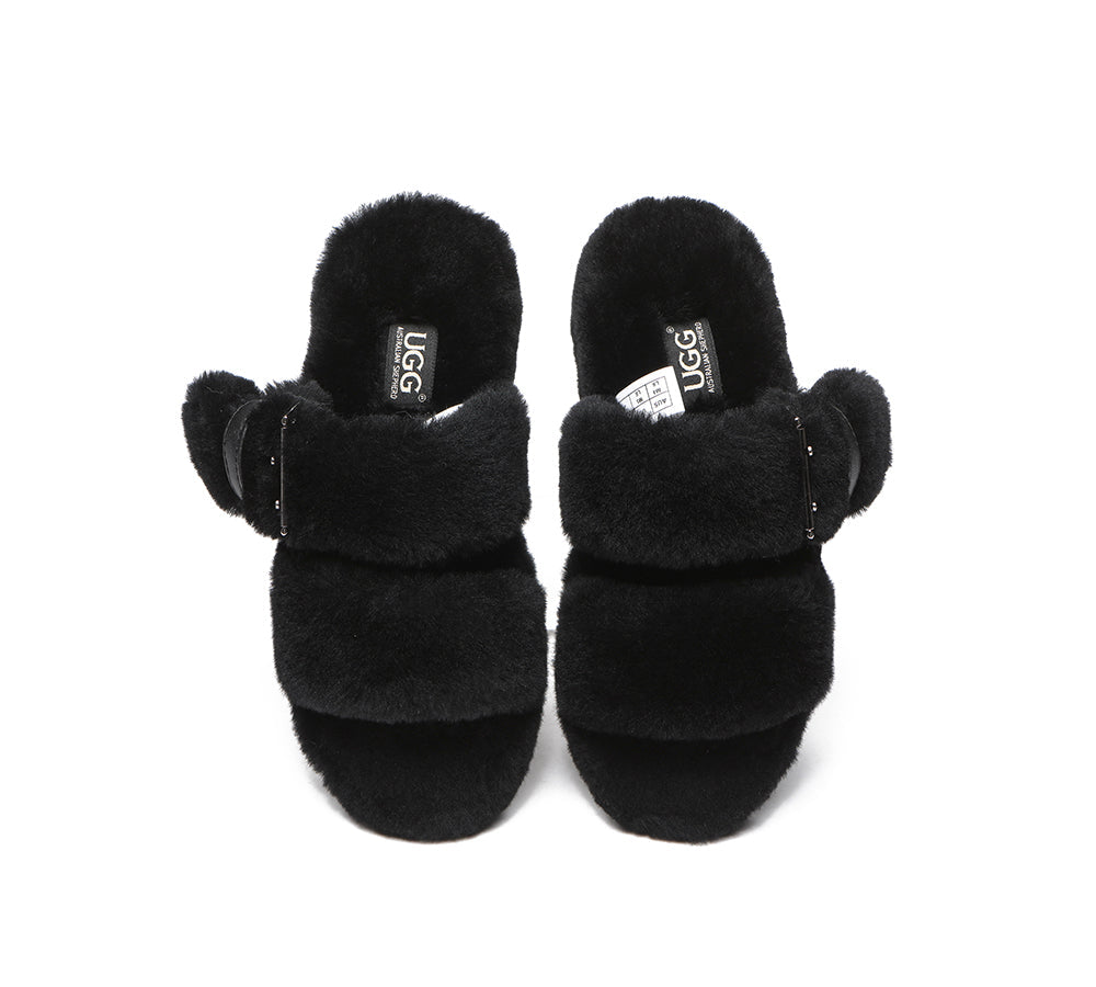 Slides - Fluffy Slides Women Jamia High Platform