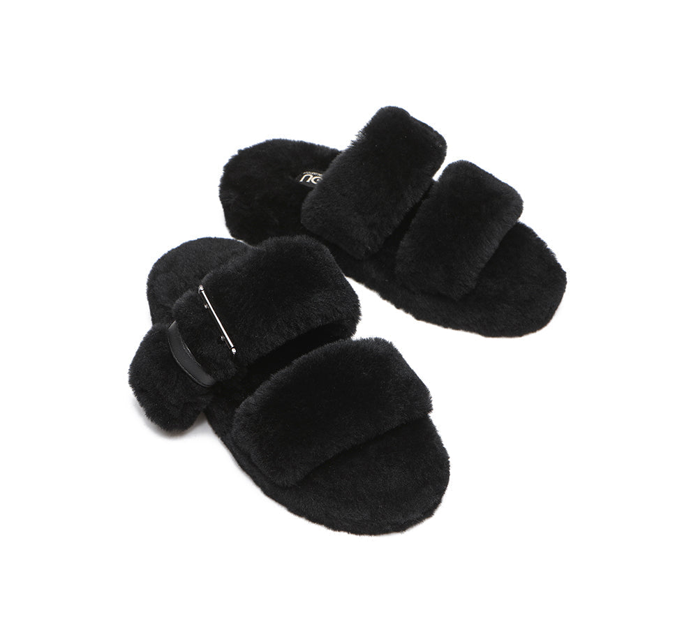 Slides - Fluffy Slides Women Jamia High Platform