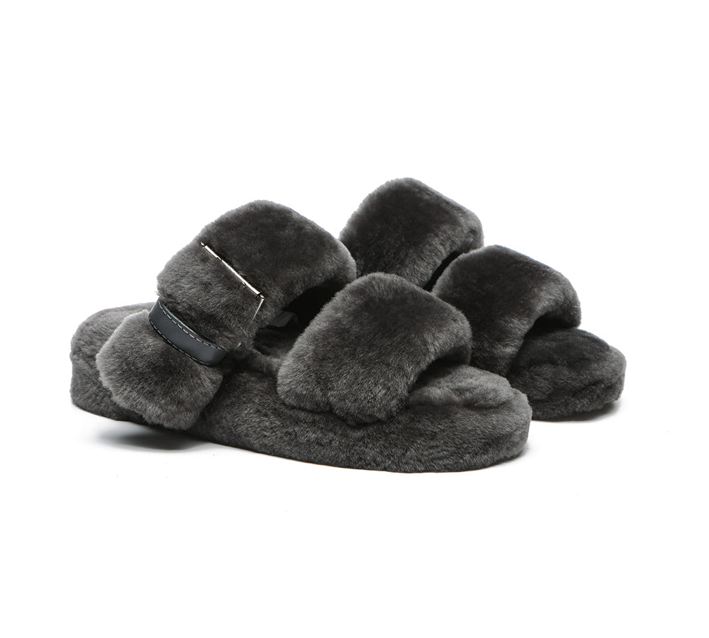 Slides - Fluffy Slides Women Jamia High Platform