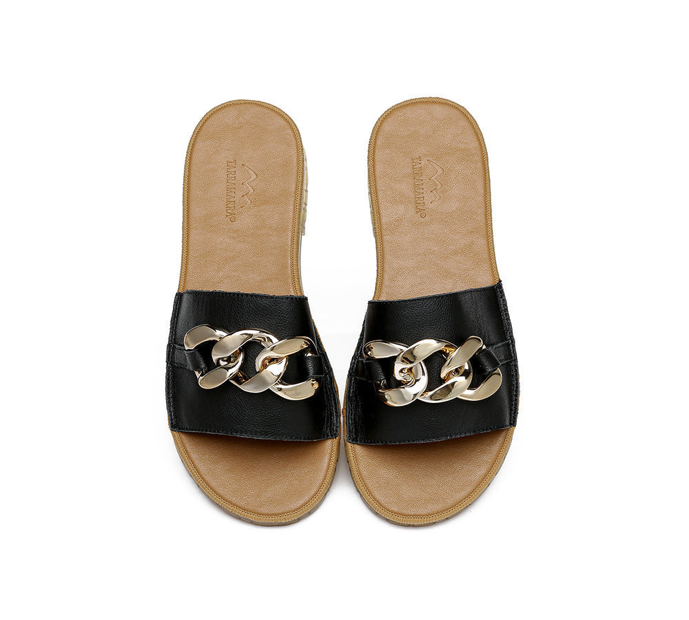 TARRAMARRA® Leather Flat Slides Women Jianna Ultra Soft Footbed - Flats - Black - AU Ladies 10 / AU Men 8 / EU 41 - Uggoutlet