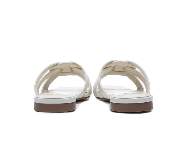 Slides - Leather Woven Flat Slides Women Jennifer