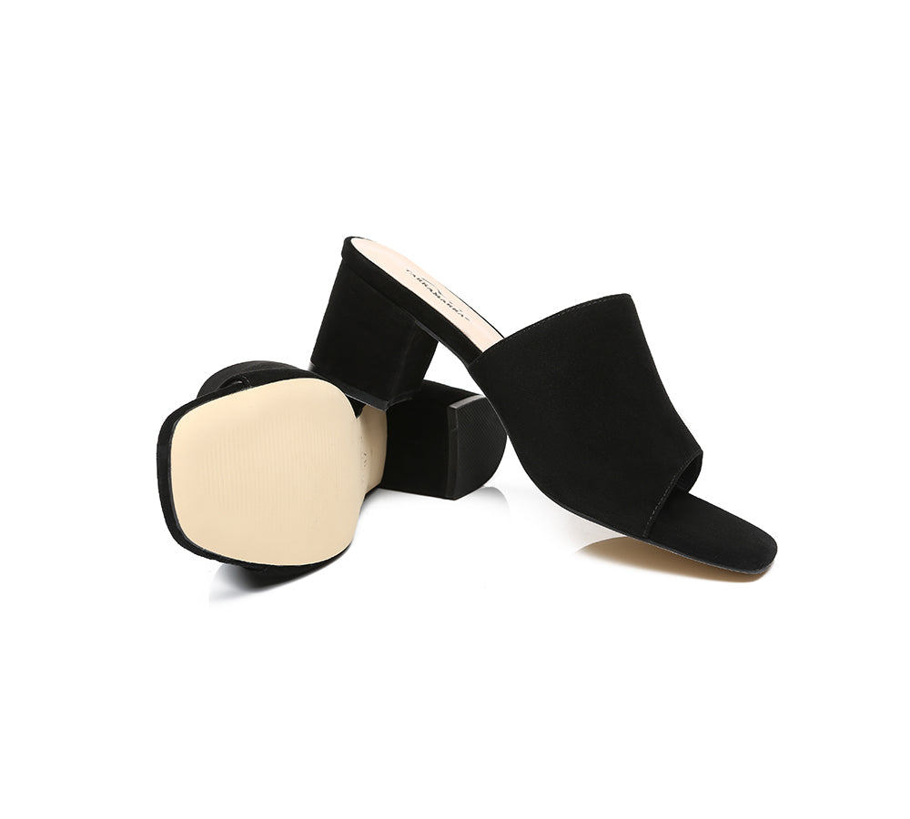 Slides - Suede Block Heel Mule Women Tilda