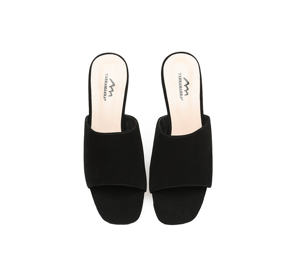 Slides - Suede Block Heel Mule Women Tilda