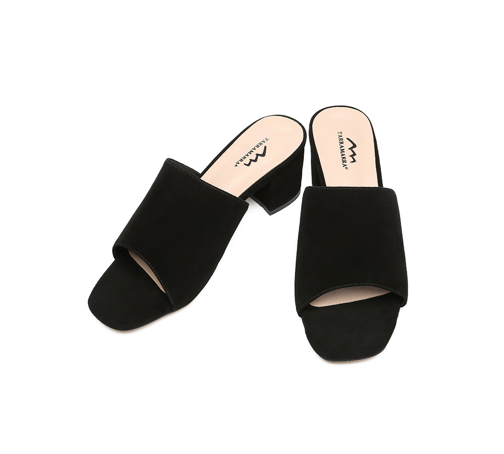 Slides - Suede Block Heel Mule Women Tilda