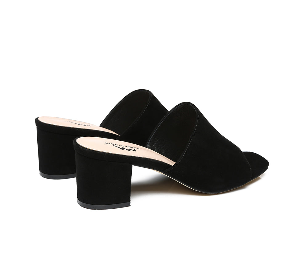 Slides - Suede Block Heel Mule Women Tilda