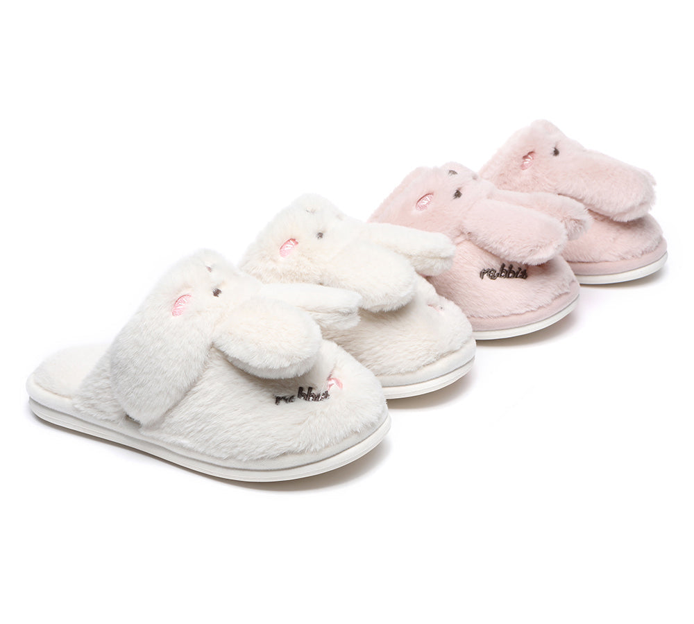 Slides - Ultra Plush Bunny Strap Slippers