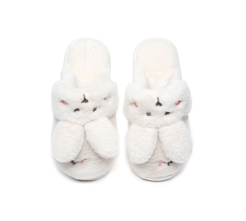 Slides - Ultra Plush Bunny Strap Slippers