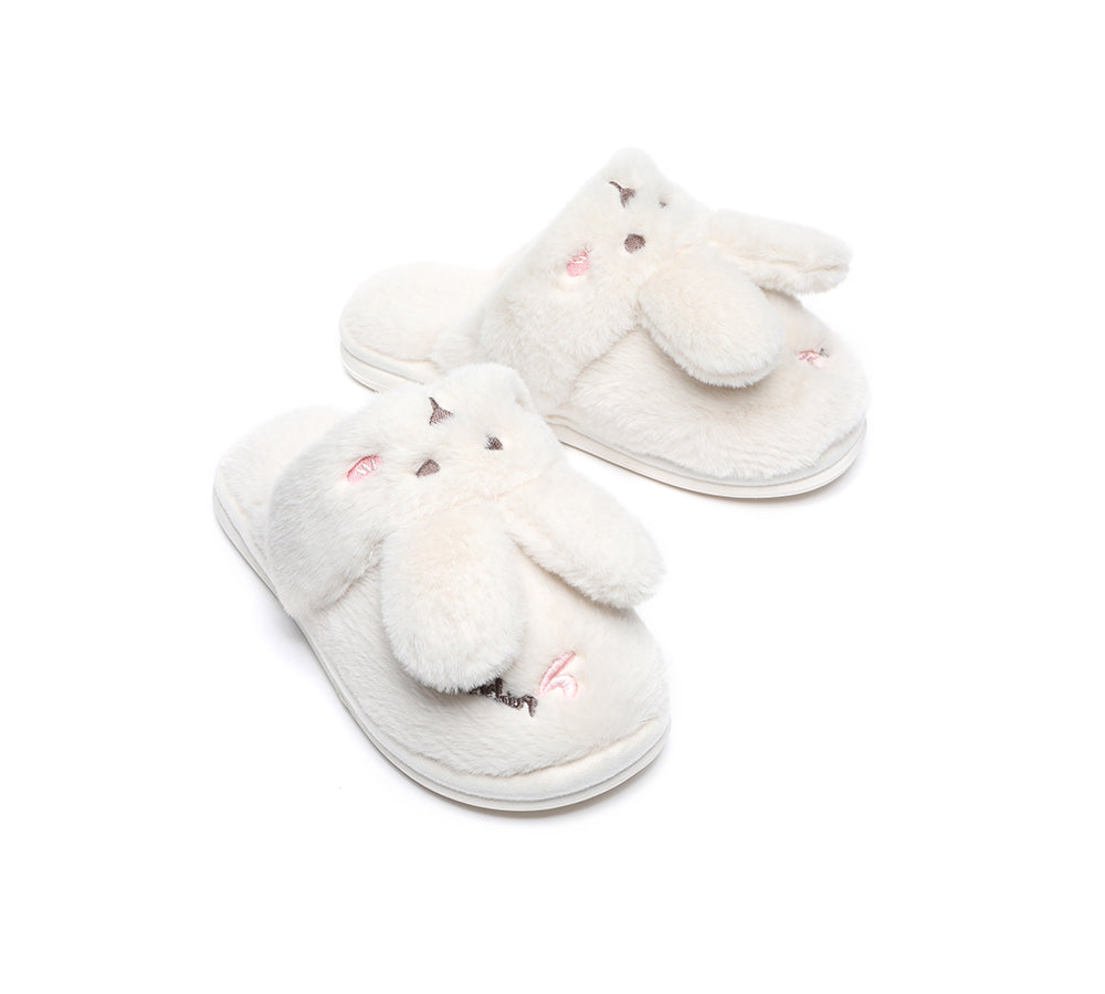 Slides - Ultra Plush Bunny Strap Slippers