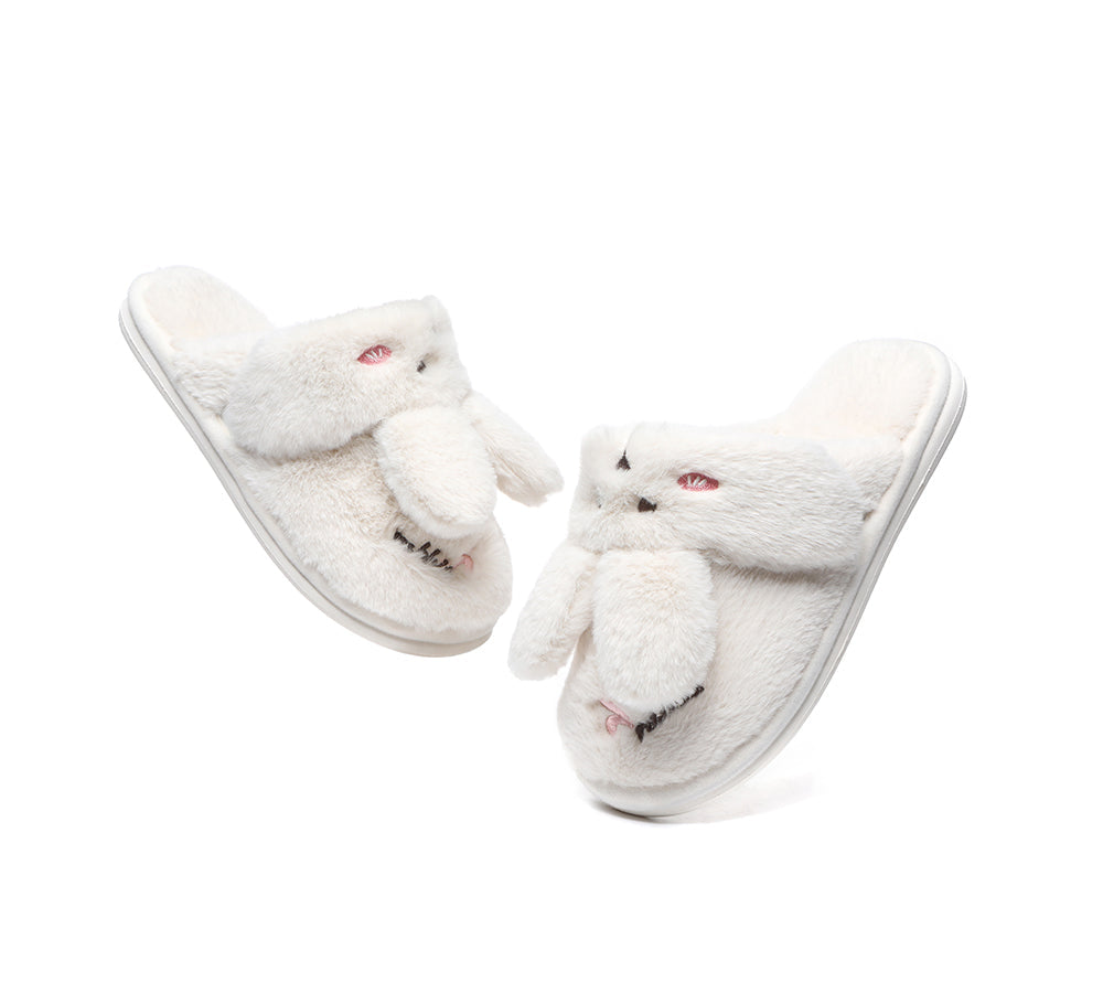 Slides - Ultra Plush Bunny Strap Slippers