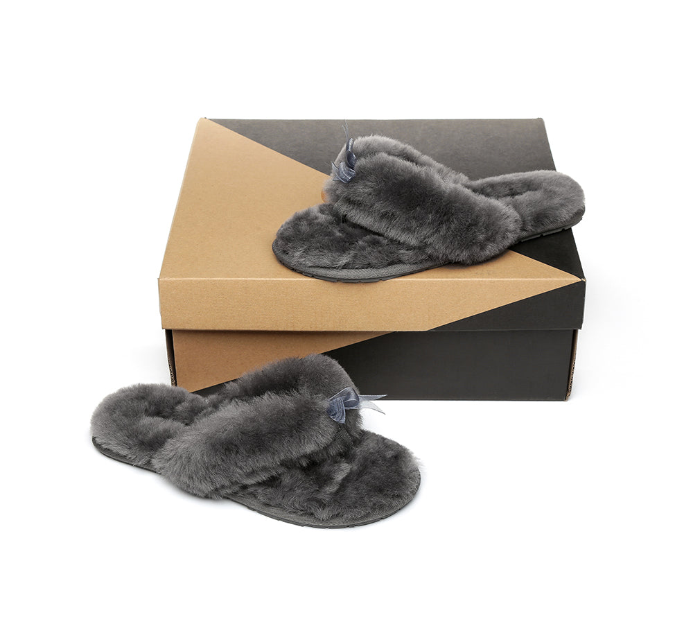 Slippers - AS UGG Women Fluffy Slides Thongs Cinderella