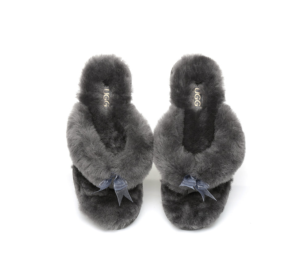 Slippers - AS UGG Women Fluffy Slides Thongs Cinderella