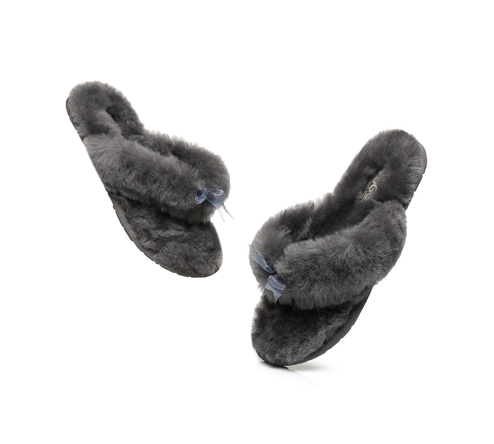 Slippers - AS UGG Women Fluffy Slides Thongs Cinderella