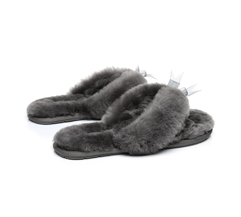 Slippers - AS UGG Women Fluffy Slides Thongs Cinderella