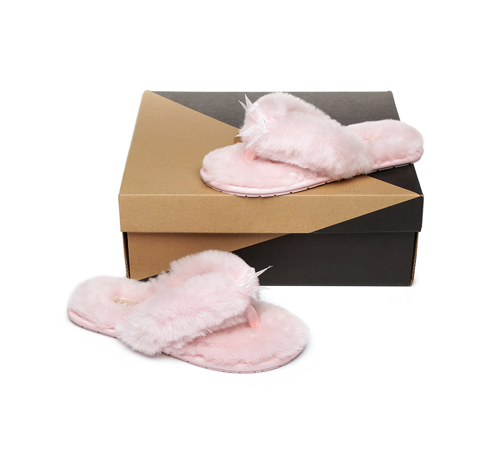 Slippers - AS UGG Women Fluffy Slides Thongs Cinderella