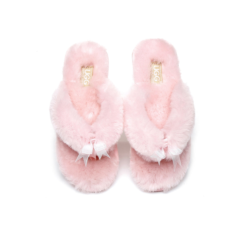 Slippers - AS UGG Women Fluffy Slides Thongs Cinderella