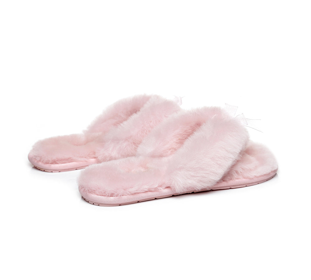 Slippers - AS UGG Women Fluffy Slides Thongs Cinderella