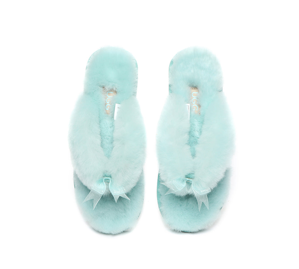 Slippers - AS UGG Women Fluffy Slides Thongs Cinderella