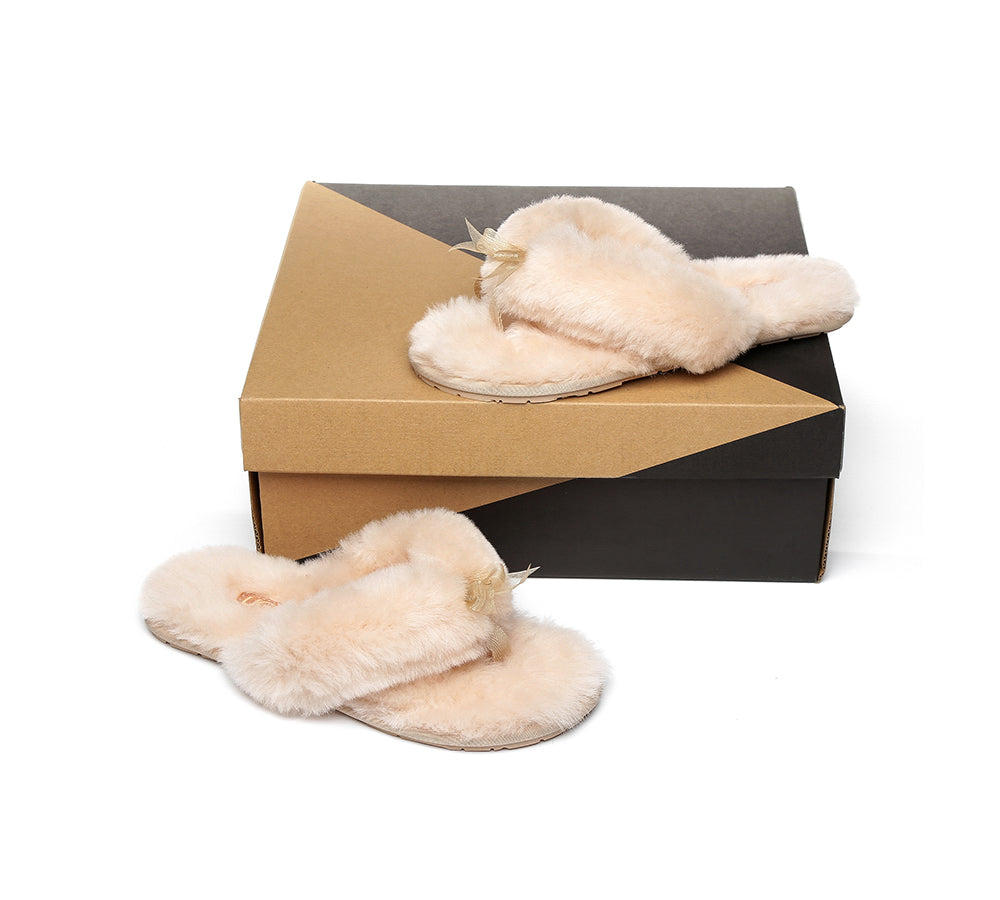 Slippers - AS UGG Women Fluffy Slides Thongs Cinderella