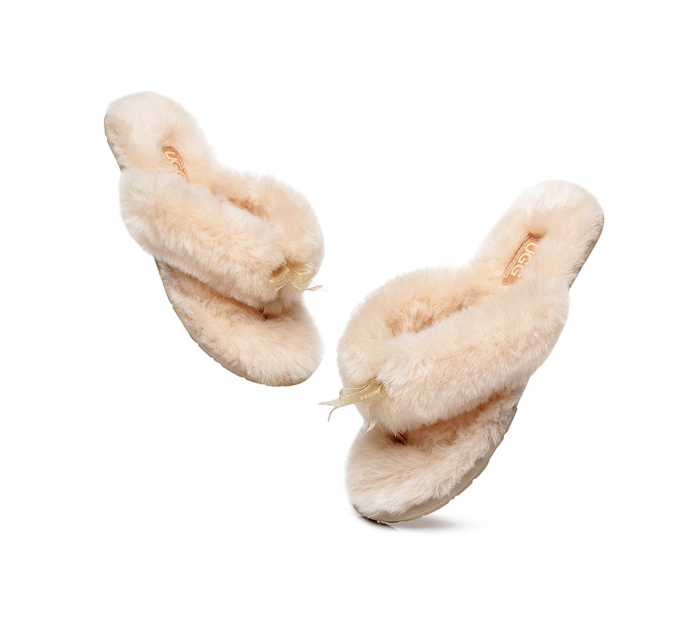 Slippers - AS UGG Women Fluffy Slides Thongs Cinderella