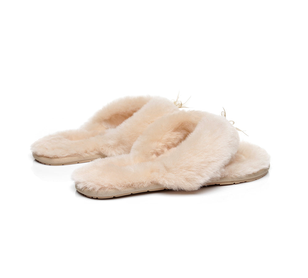 Slippers - AS UGG Women Fluffy Slides Thongs Cinderella