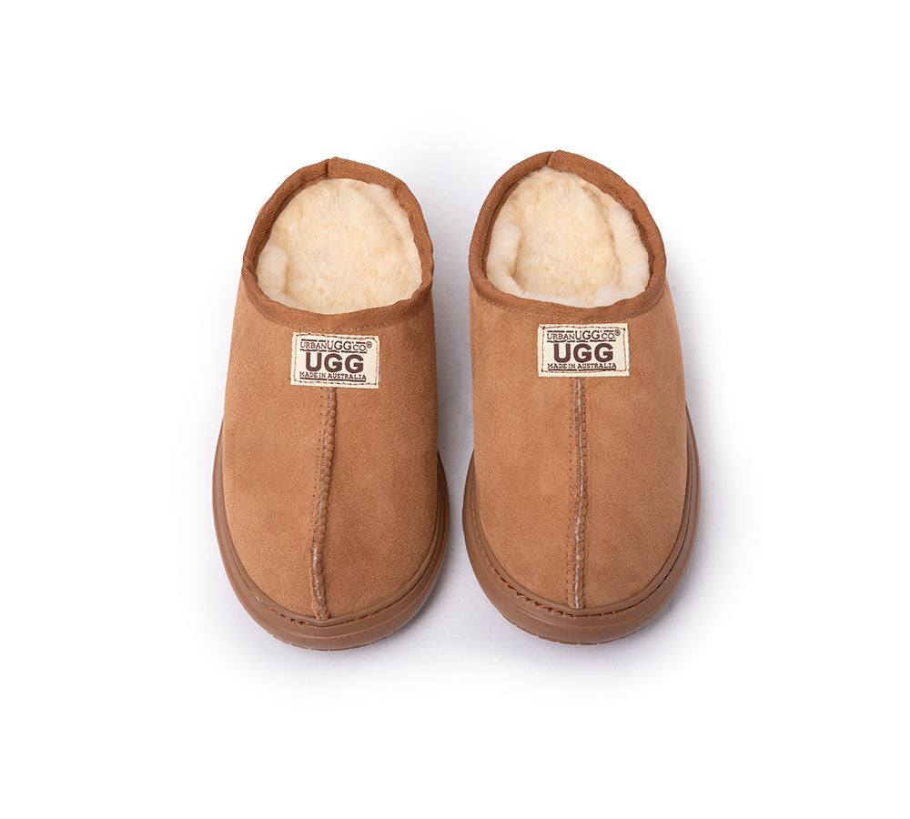 URBAN UGG® Australian Made Sheepskin Slippers Unisex Active Scuff - Slippers - Chestnut - AU Ladies 10 / AU Men 8 / EU 41 - Uggoutlet