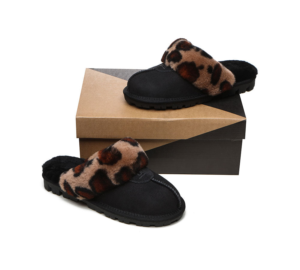 Slippers - UGG Slippers Double Face Sheepskin Women Leopard Print Slipper