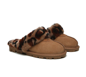 Slippers - UGG Slippers Double Face Sheepskin Women Leopard Print Slipper