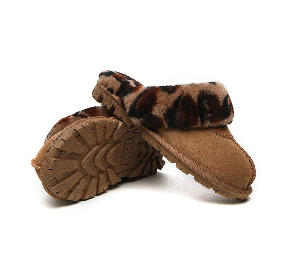 Slippers - UGG Slippers Double Face Sheepskin Women Leopard Print Slipper